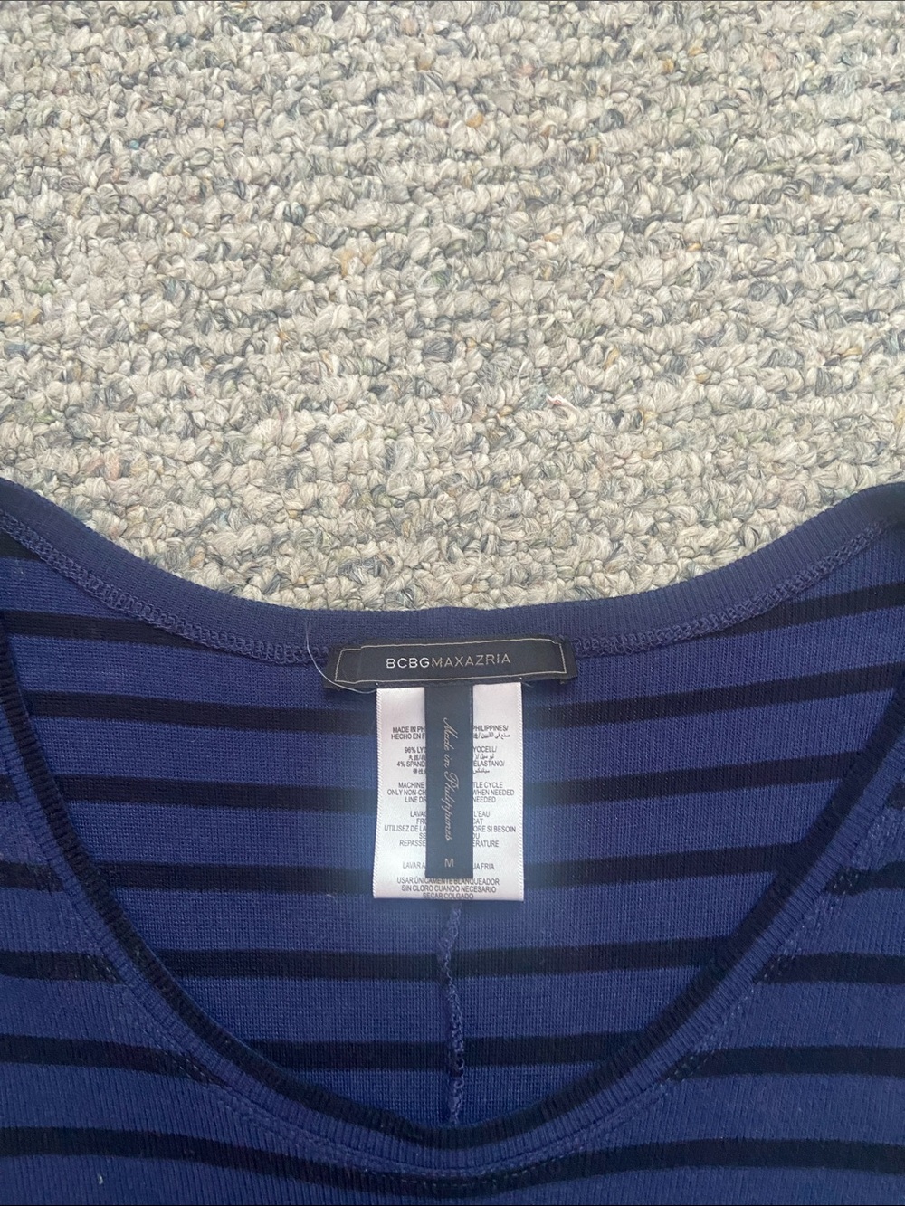 BCBGMaxAzria Navy and Black Striped Maxi dress